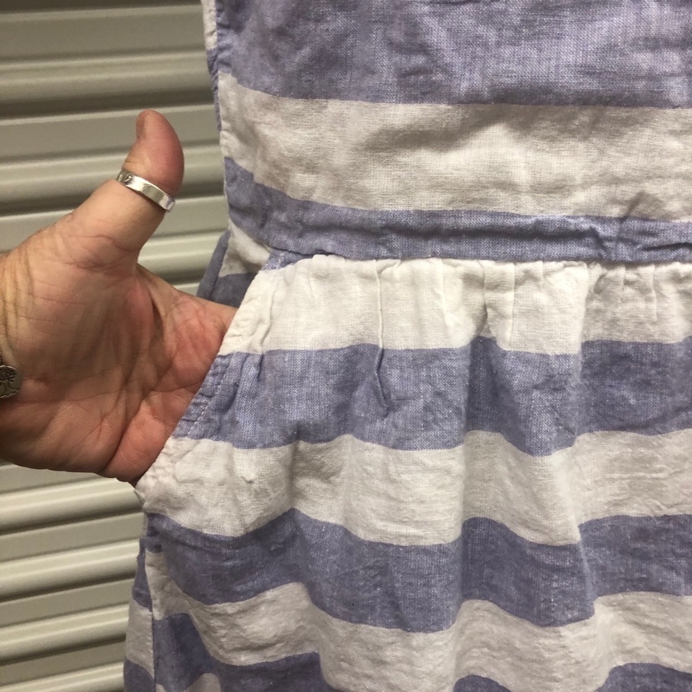 Beach Lunch Lounge blue white stripe dress pockets - Picture 2 of 7